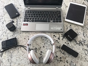 Just some of the personal electronic devices powered by lithium batteries taken on board trains